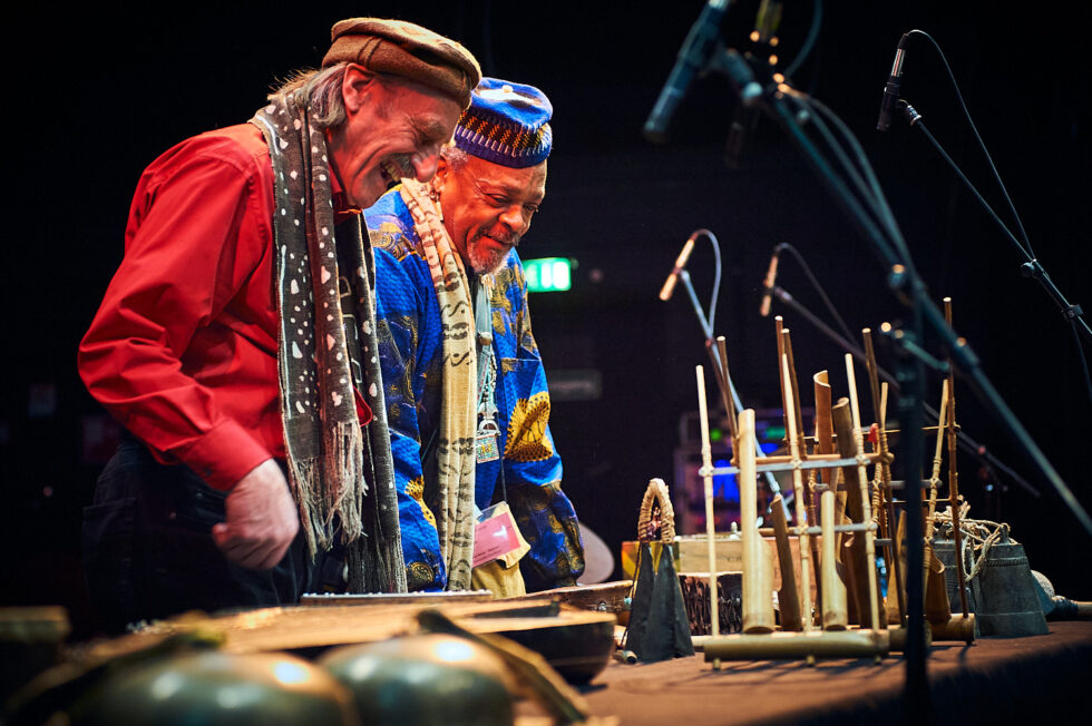 Famoudou Don Moye (drums -perc), Hartmut Geerken (percussion-poetry), ©Dieter Düvelmeyer @JazzPict