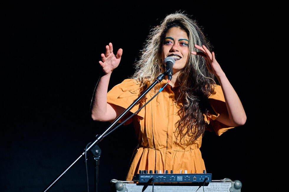 MARCELA LUCATELLI (voc - electronics) playing at SOLO IMPRO BERLIN @ Ackerstadtpalast on 17-09-2025 ©Dieter Duevelmeyer