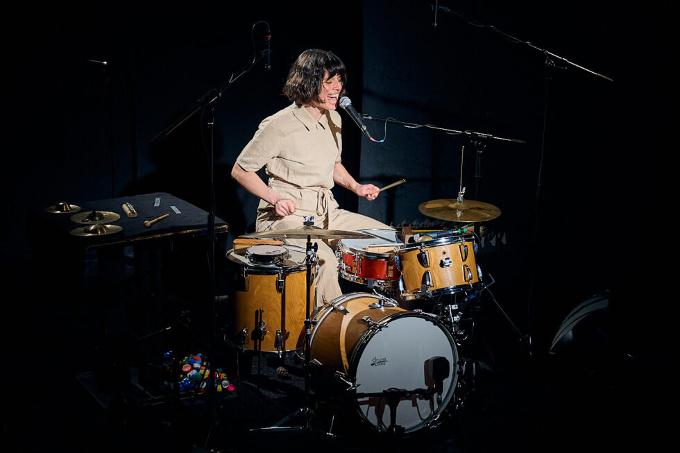 MARIA PORTUGAL (drums) of SOLO IMPRO BERLIN @ Ackerstadtpalast on 16-09-2025 ©Dieter Duevelmeyer