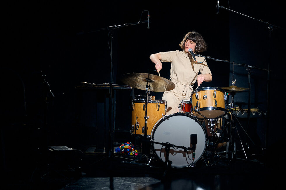 MARIA PORTUGAL (drums) of SOLO IMPRO BERLIN @ Ackerstadtpalast on 16-09-2025 ©Dieter Duevelmeyer