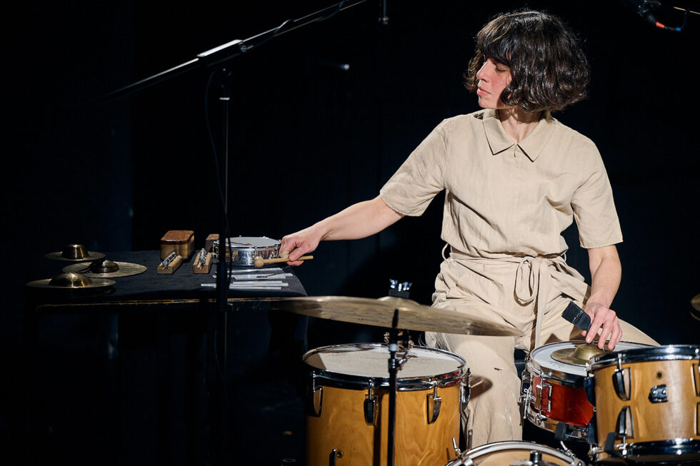 MARIA PORTUGAL (drums) of SOLO IMPRO BERLIN @ Ackerstadtpalast on 16-09-2025 ©Dieter Duevelmeyer