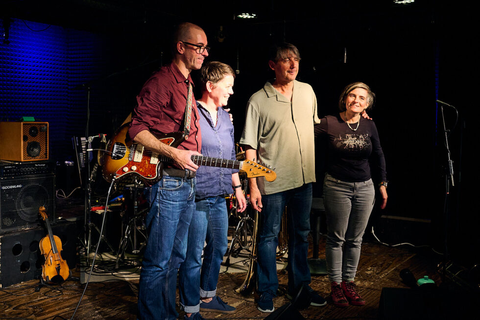 Antje Messerschmidt (violin), Alberto Cavenati (git), Gerhard Gschlößl (trombone + tuba), Lucía Martínez (dr) of ECHOES OF EVOLUTION @ KOLLEKTIVE NIGHTS 2025