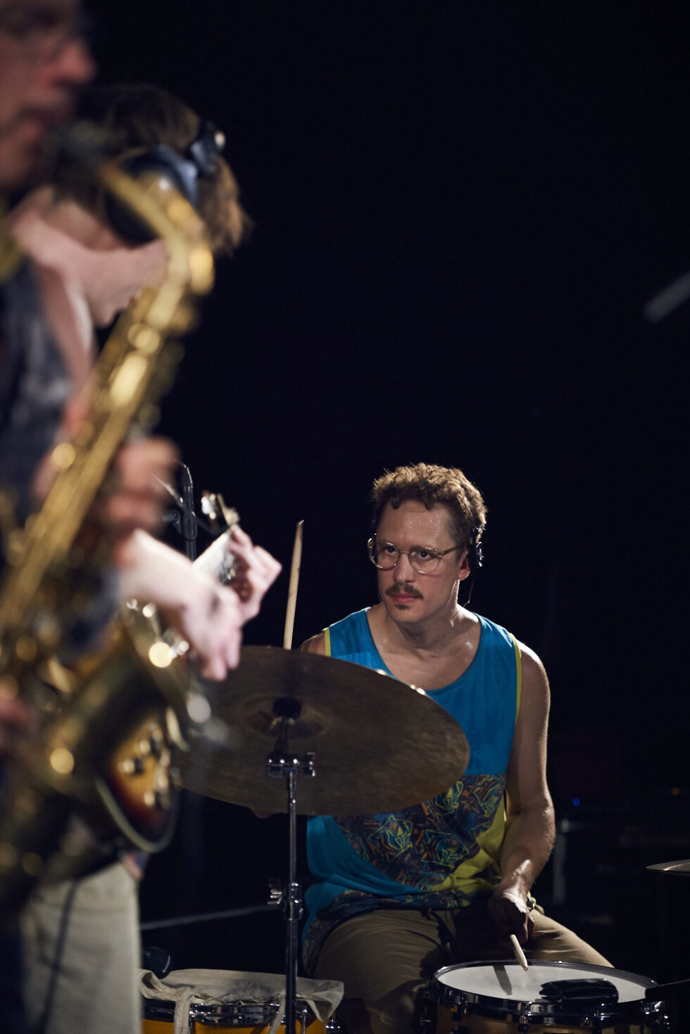 Flo Lauer, drums of ZUR SCHÖNEN AUSSICHT. Foto by©Dieter Düvelmeyer